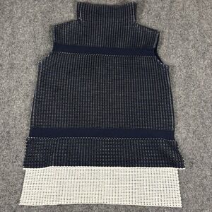 Epoca Sleeveless Knit‎ Top Womens 40 Navy White Mock Neck Textured Colorblock